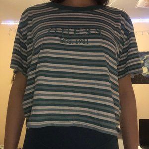 Striped Guess Logo Crop Top